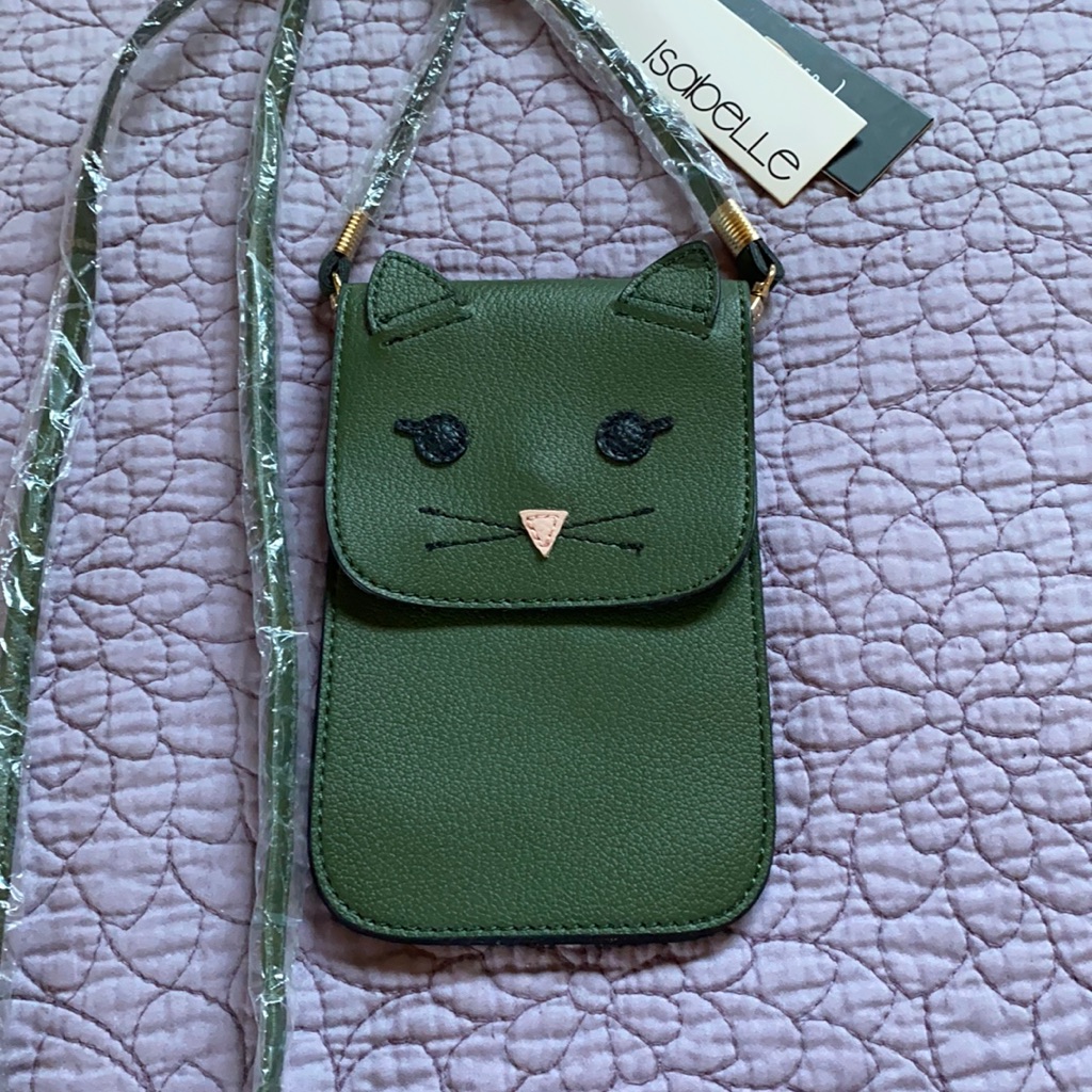 Nwt Isabelle Vegan Leather Cat Crossbody Purse